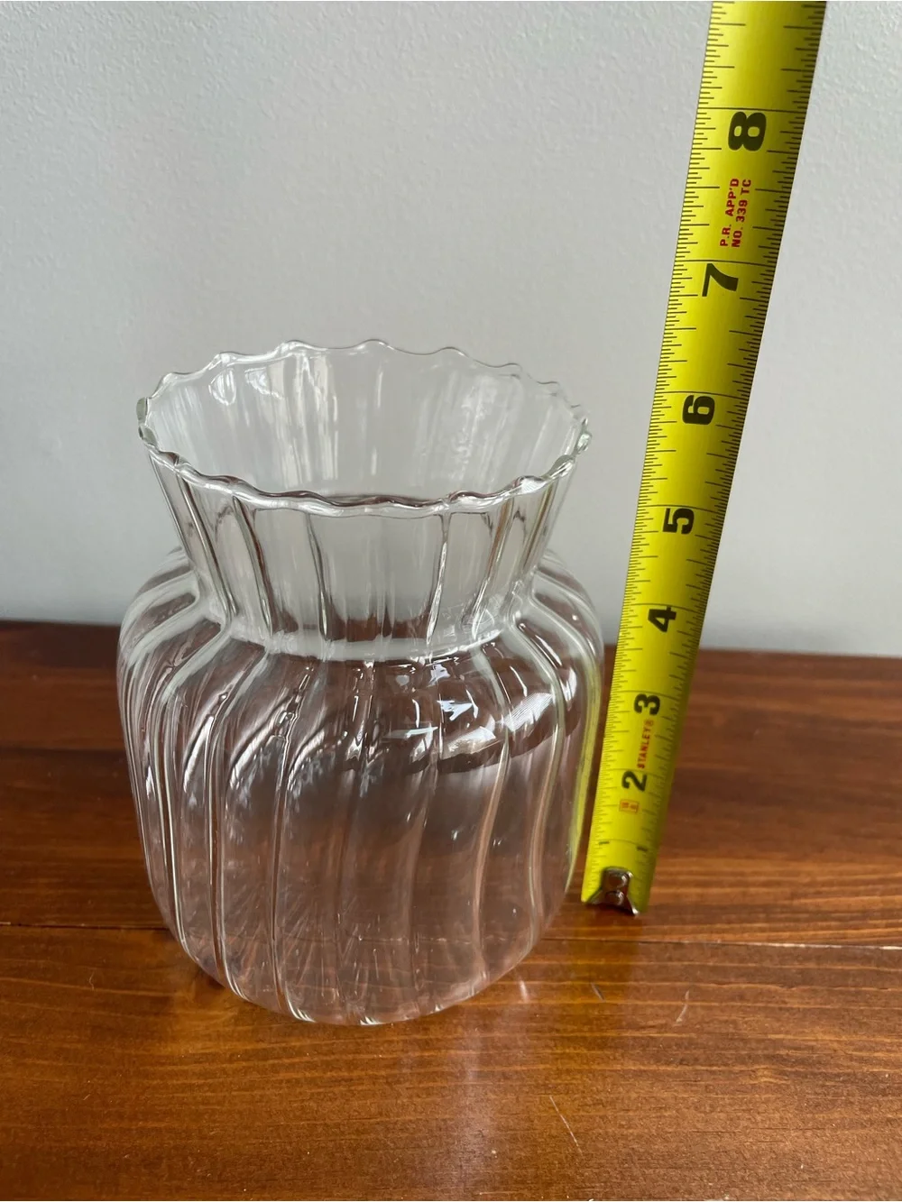 Clear Glass Ribbed Vase